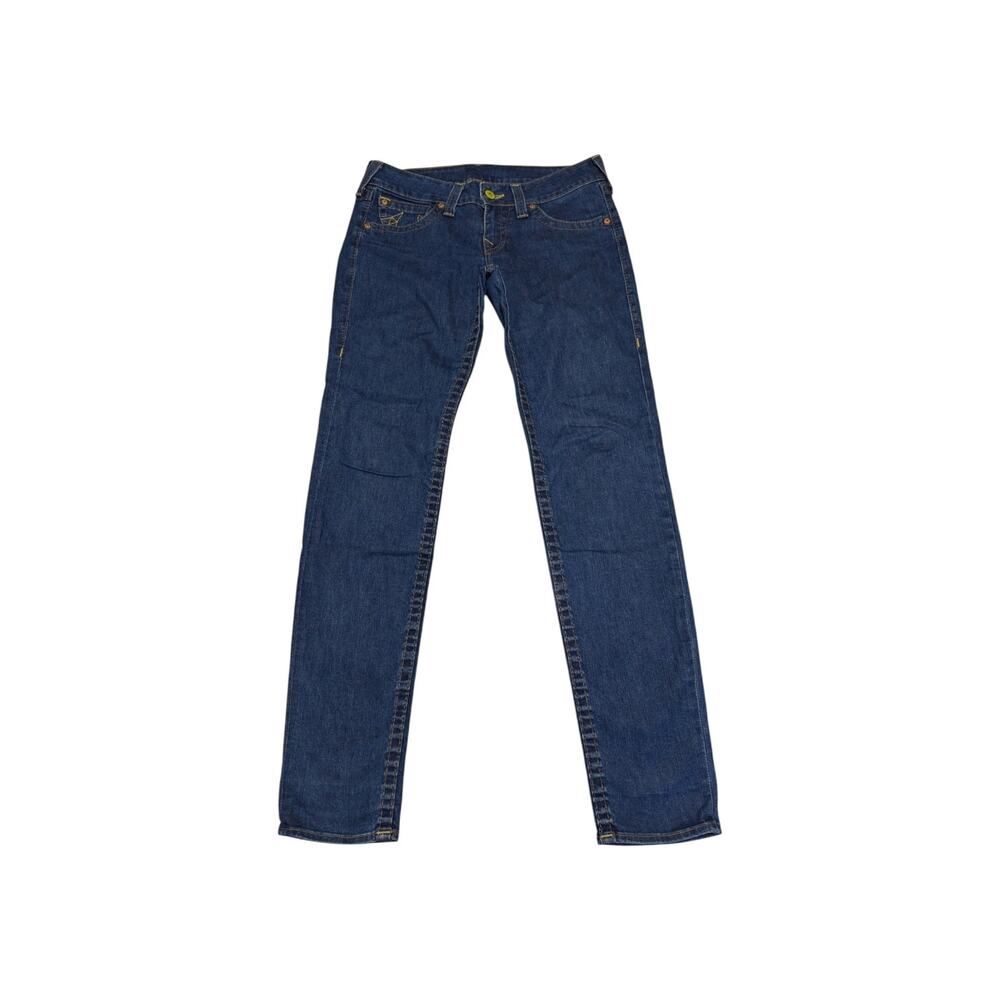 True Religion Stella Stretch Skinny Jeans Navy Blue Rinse Womens 31 Long Denim